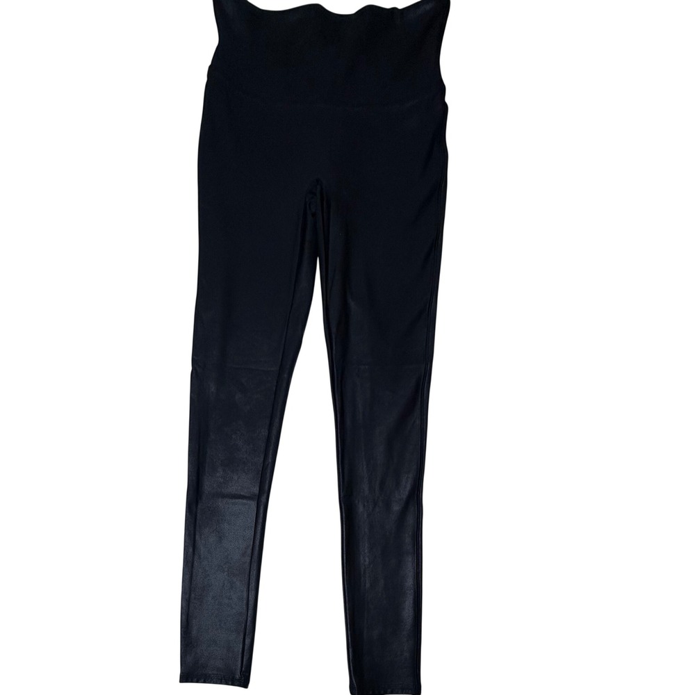 Spanx Women Faux Leather Leggings Black High Waist Small S/P T9